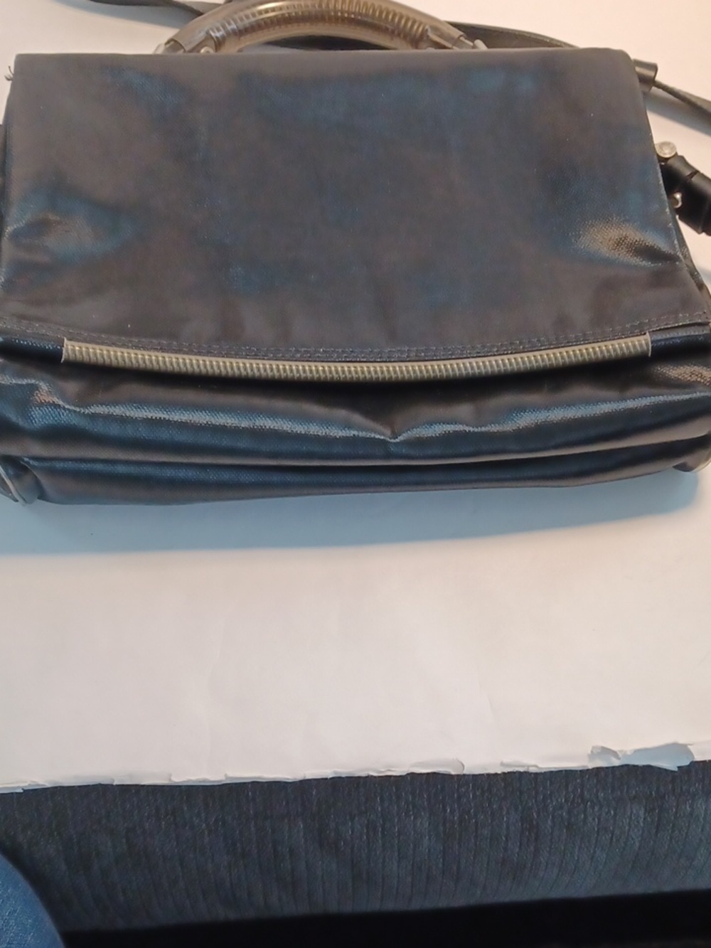 Mandarina Duck Sistema Leisure Black Shine Top Handle Cross Body Purse W/bag. - Picture 4 of 16